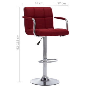 vidaXL Bar Stools 2 pcs. Wine Red Fabric