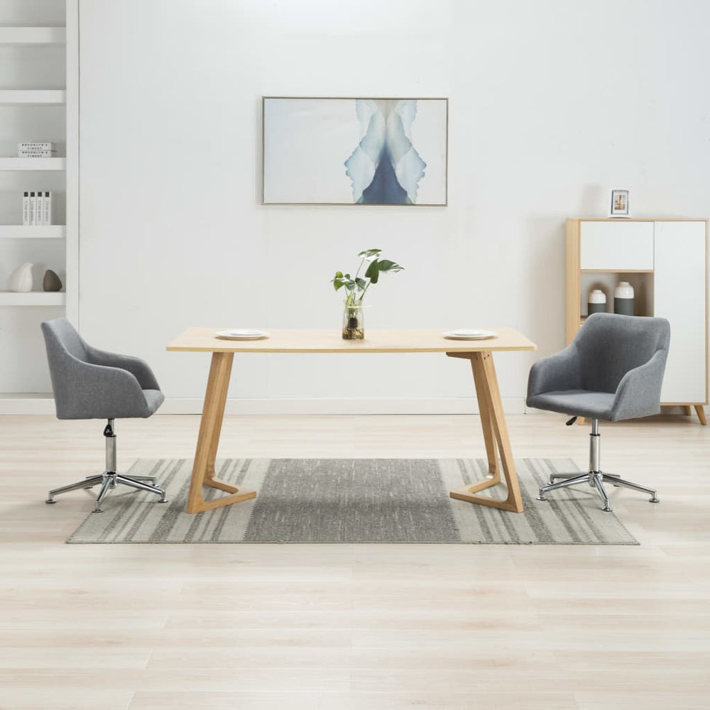 vidaXL Swivel Dining Chairs 2 pcs Light Grey Fabric