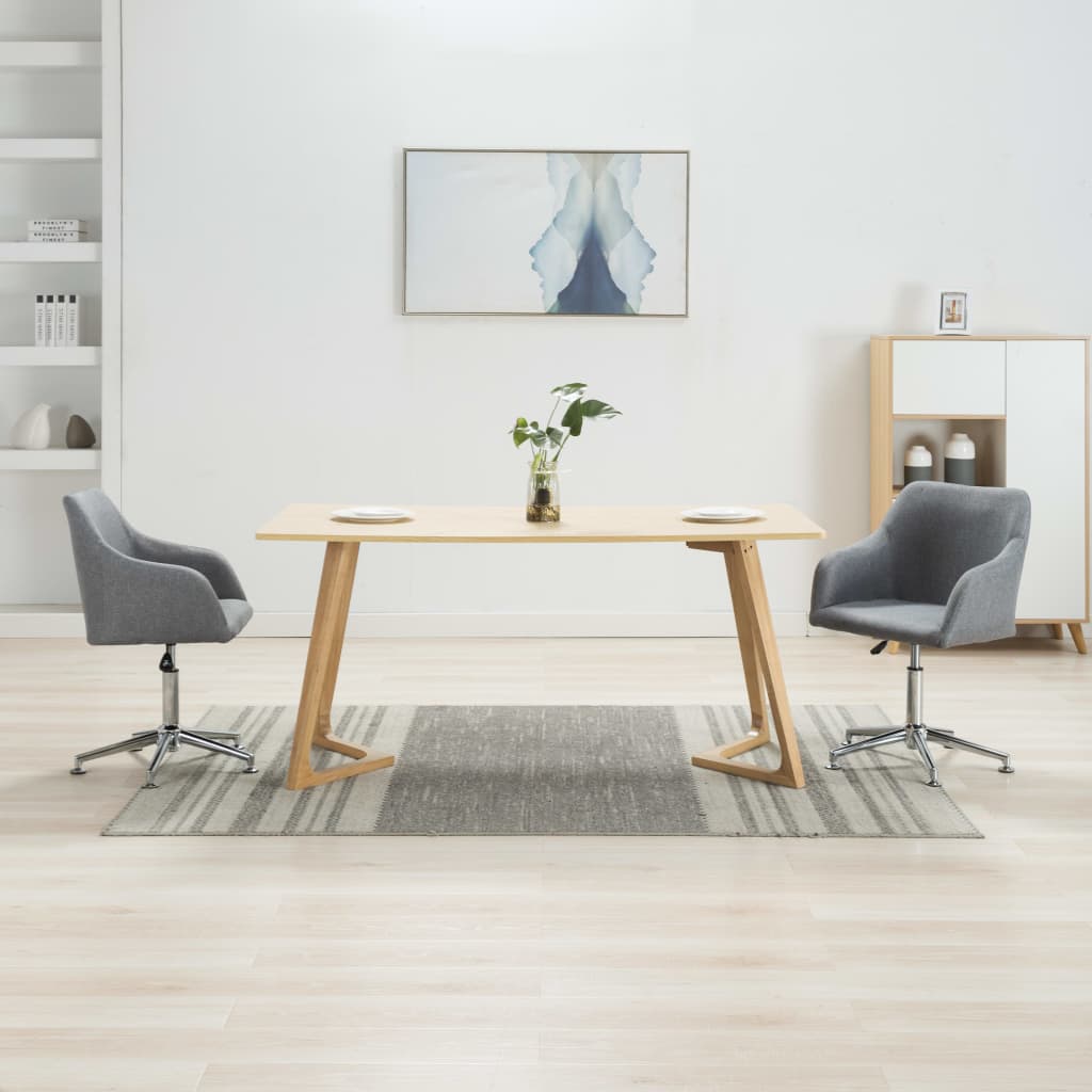 vidaXL Swivel Dining Chairs 2 pcs Light Grey Fabric