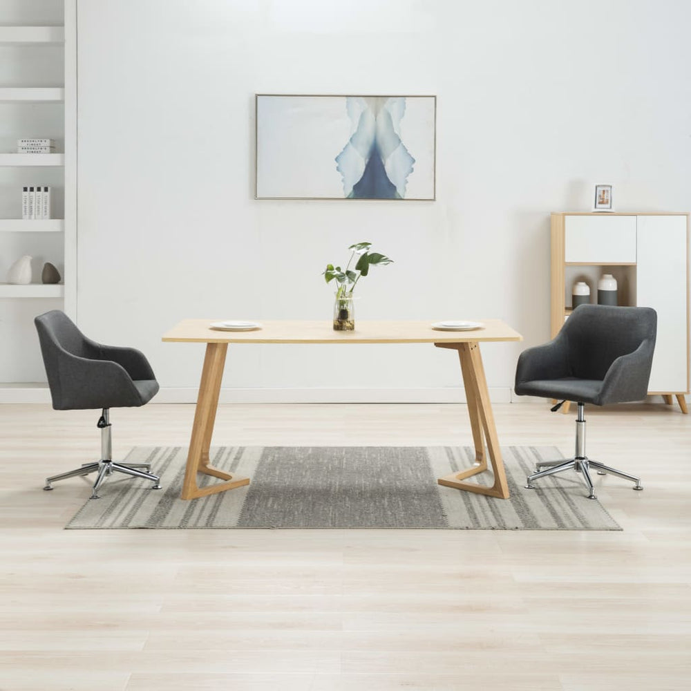 vidaXL Swivel Dining Chairs 2 pcs Dark Grey Fabric