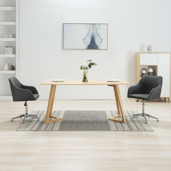 vidaXL Swivel Dining Chairs 2 pcs Dark Grey Fabric
