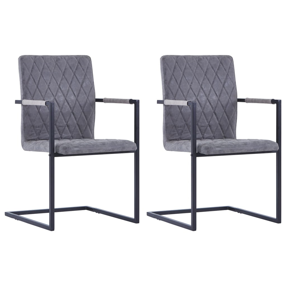 vidaXL Cantilever Chairs 2 pcs. Dark Grey Faux Leather