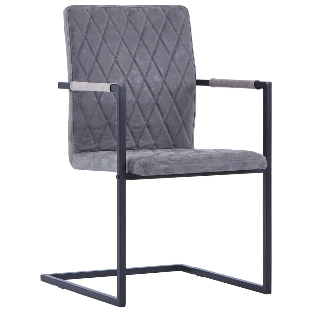 vidaXL Cantilever Chairs 2 pcs. Dark Grey Faux Leather