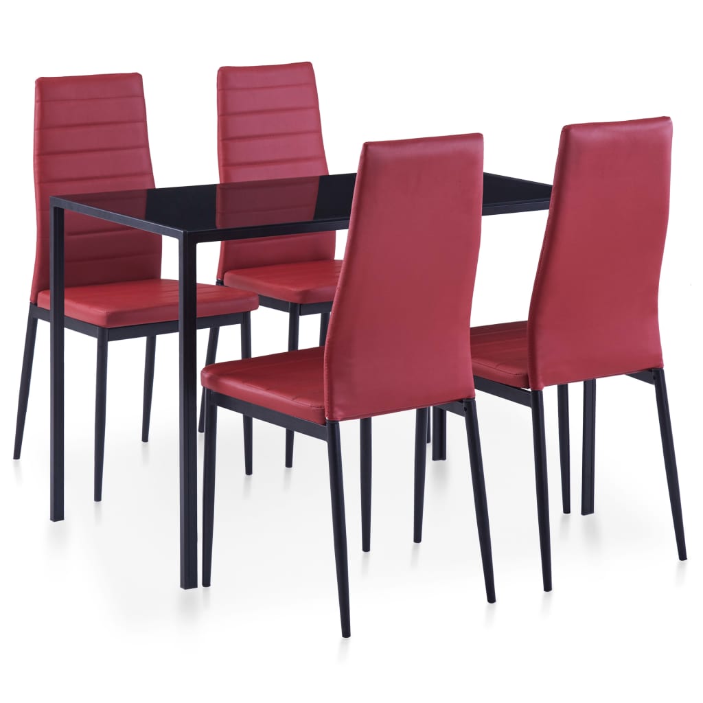 vidaXL 5-Piece Dining Set Wine Red