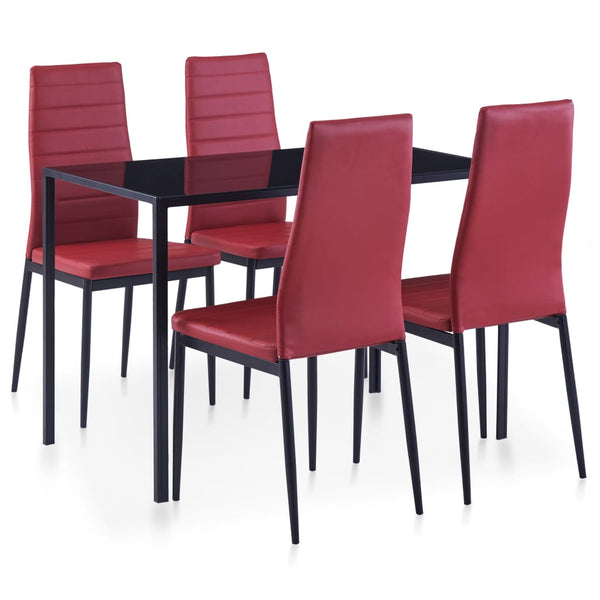 vidaXL 5-Piece Dining Set Wine Red
