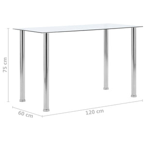 vidaXL Dining Table Transparent 120 x 60 x 75 cm Tempered Glass