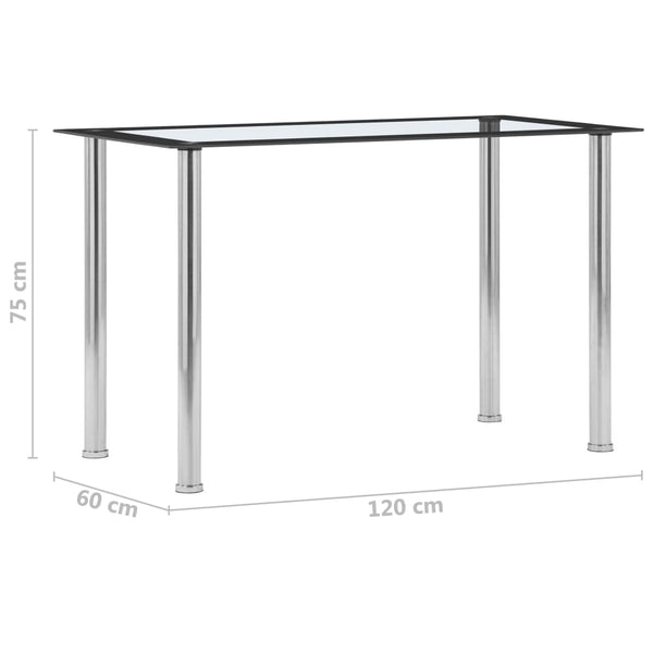 vidaXL Dining Table Black and Transparent 120 x 60 x 75 cm Tempered Glass