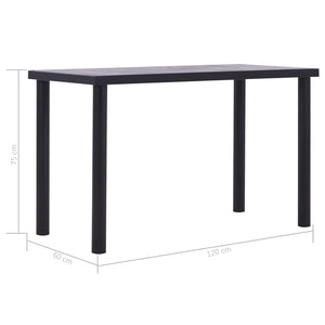 vidaXL Dining Table Black and Concrete Grey 120 x 60 x 75 cm MDF