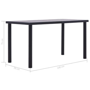 vidaXL Dining Table Black and Concrete Grey 140 x 70 x 75 cm MDF