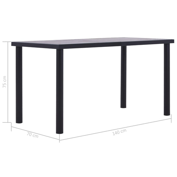 vidaXL Dining Table Black and Concrete Grey 140 x 70 x 75 cm MDF