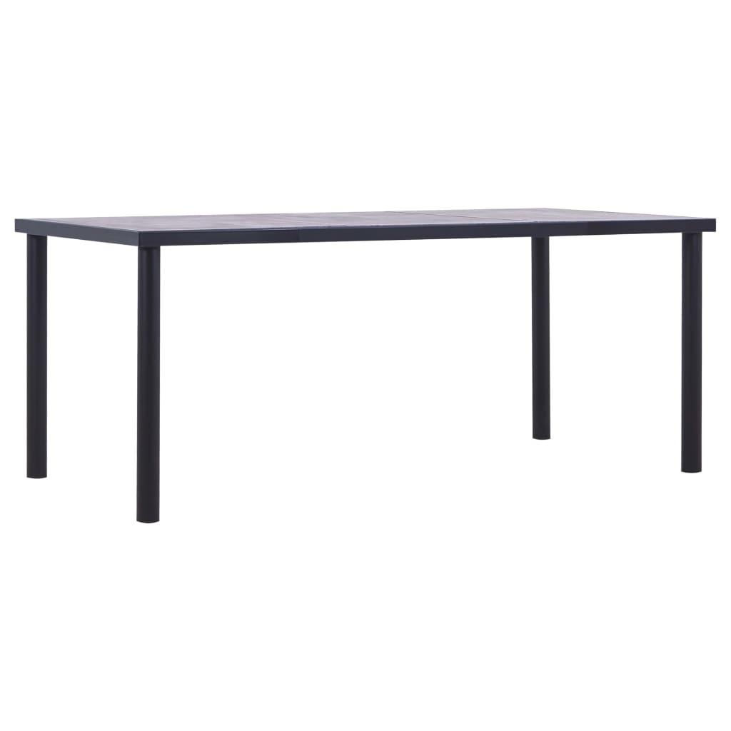 vidaXL Dining Table Black and Concrete Grey 180 x 90 x 75 cm MDF