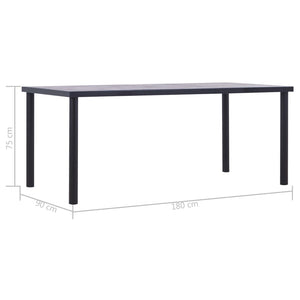 vidaXL Dining Table Black and Concrete Grey 180 x 90 x 75 cm MDF