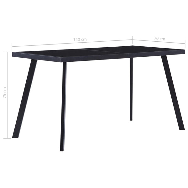 vidaXL Dining Table Black 140 x 70 x 75 cm Tempered Glass