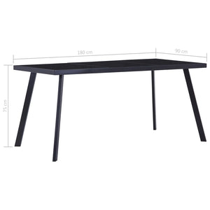 vidaXL Dining Table Black 180 x 90 x 75 cm Tempered Glass