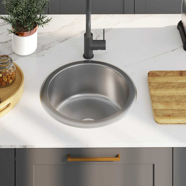 vidaXL Integrated Sink with Sieve and Siphon Stainless Steel