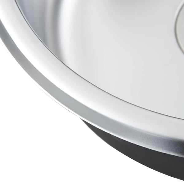 vidaXL Integrated Sink with Sieve and Siphon Stainless Steel