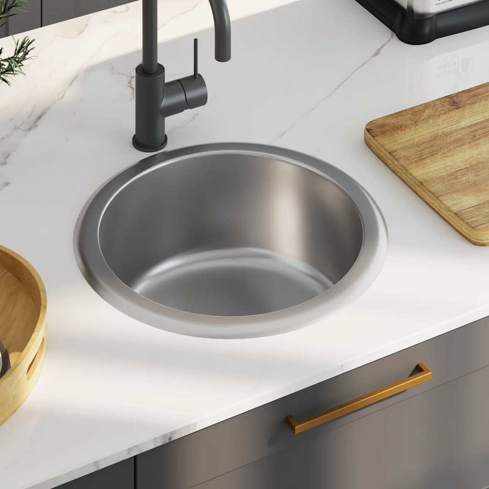 vidaXL Integrated Sink with Sieve and Siphon Stainless Steel