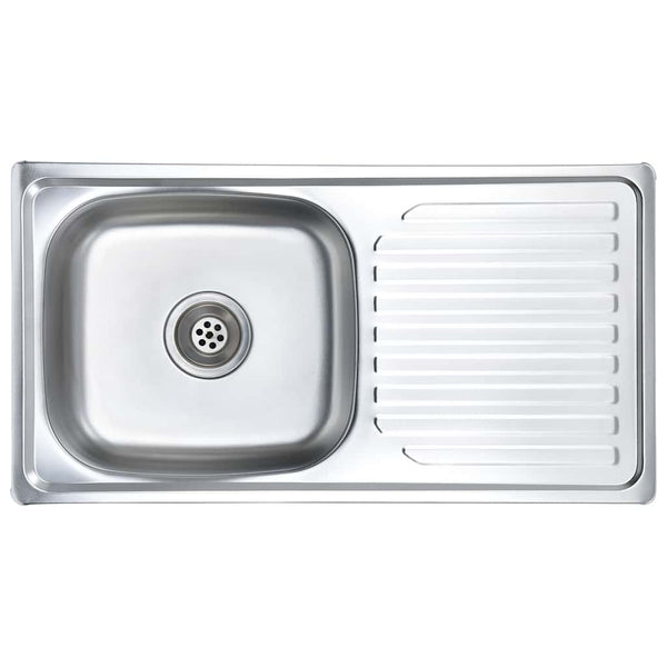 vidaXL Built-in Sink with Sieve and Siphon Stainless Steel
