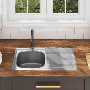 vidaXL Built-in Sink with Sieve and Siphon Stainless Steel