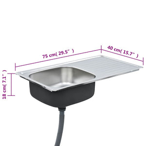 vidaXL Built-in Sink with Sieve and Siphon Stainless Steel