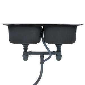 vidaXL Kitchen Sink Double Bowl with Strainer & Siphon Stainless Steel