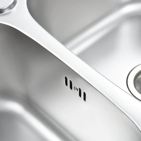 vidaXL Kitchen Sink Double Bowl with Strainer & Siphon Stainless Steel