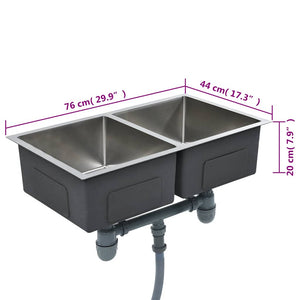 vidaXL Handmade Kitchen Sink Stainless Steel