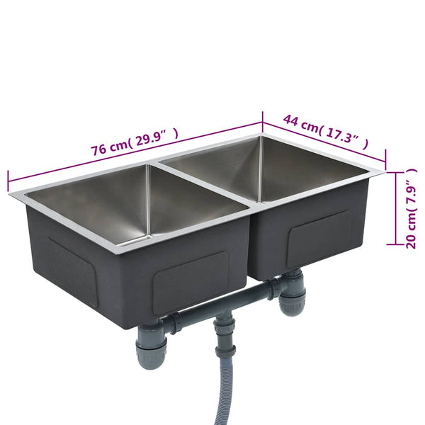 vidaXL Handmade Kitchen Sink Stainless Steel