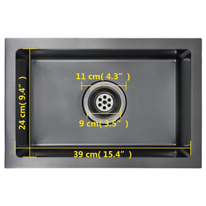 vidaXL Handmade Kitchen Sink Black Stainless Steel
