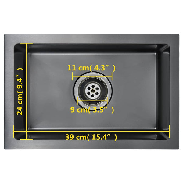 vidaXL Handmade Kitchen Sink Black Stainless Steel