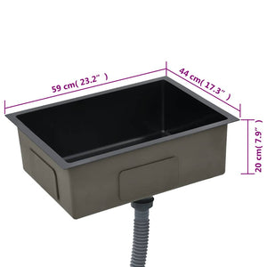 vidaXL Handmade Kitchen Sink Black Stainless Steel