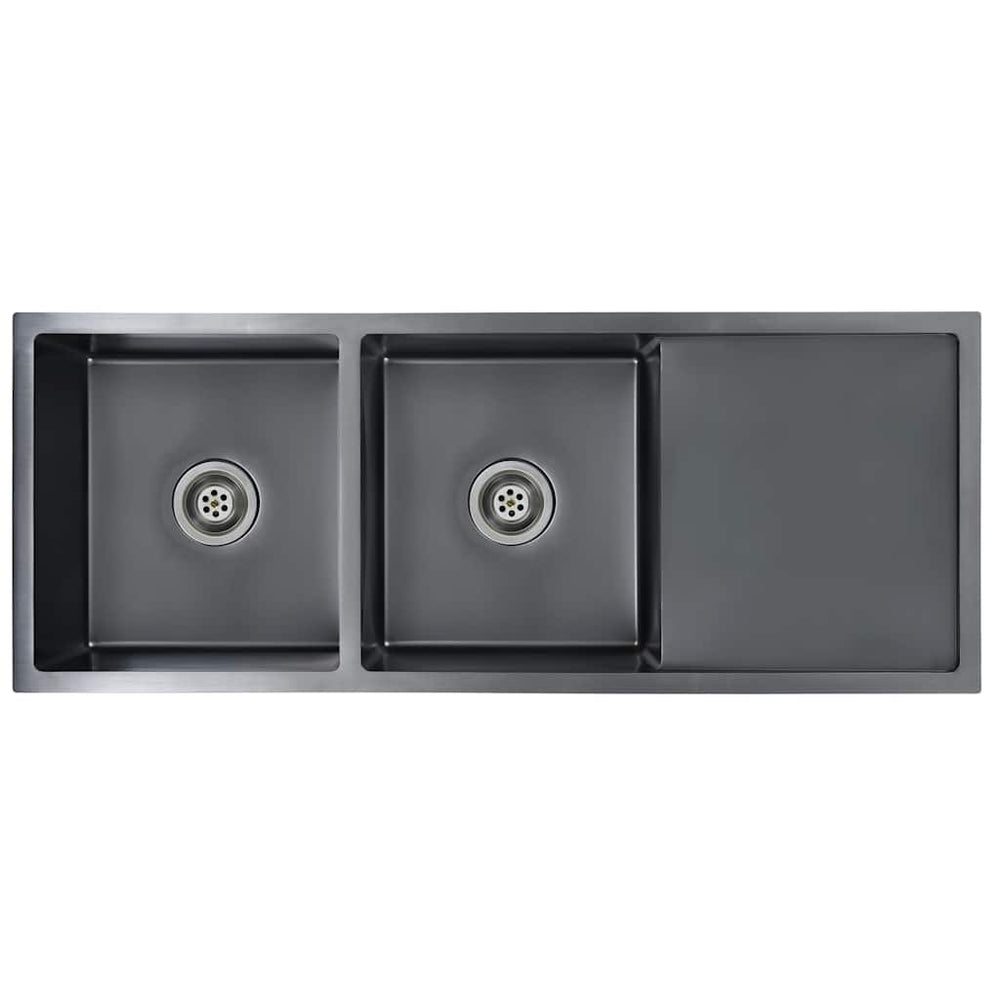 vidaXL Handmade Kitchen Sink Black Stainless Steel