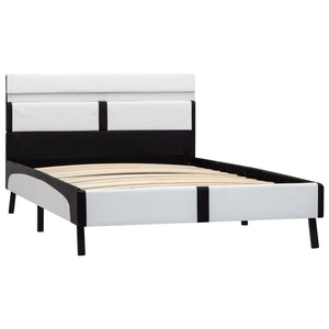 vidaXL LED Bed Frame White and Black Faux Leather 90×200 cm