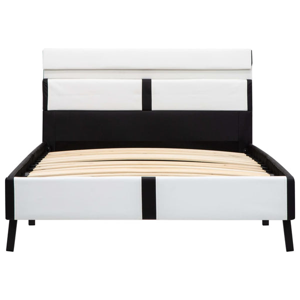 vidaXL LED Bed Frame White and Black Faux Leather 90×200 cm