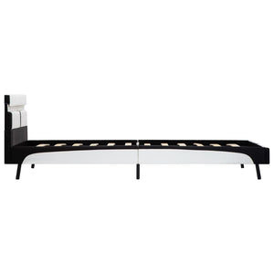 vidaXL LED Bed Frame White and Black Faux Leather 90×200 cm