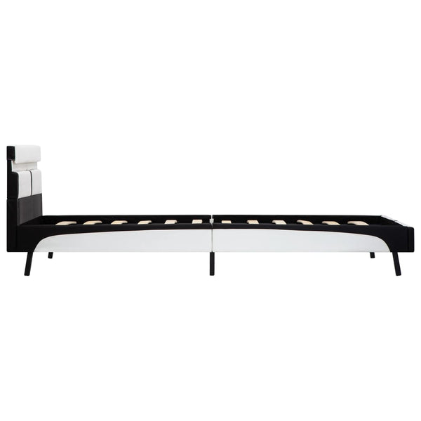vidaXL LED Bed Frame White and Black Faux Leather 90×200 cm