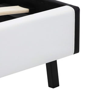 vidaXL LED Bed Frame White and Black Faux Leather 90×200 cm
