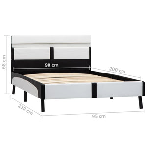 vidaXL LED Bed Frame White and Black Faux Leather 90×200 cm