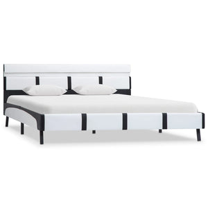 vidaXL LED Bed Frame White Faux Leather 120x200 cm