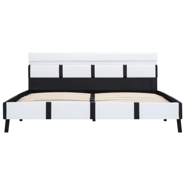 vidaXL LED Bed Frame White Faux Leather 120x200 cm