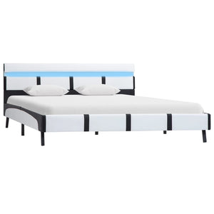 vidaXL LED Bed Frame White Faux Leather 140x200 cm