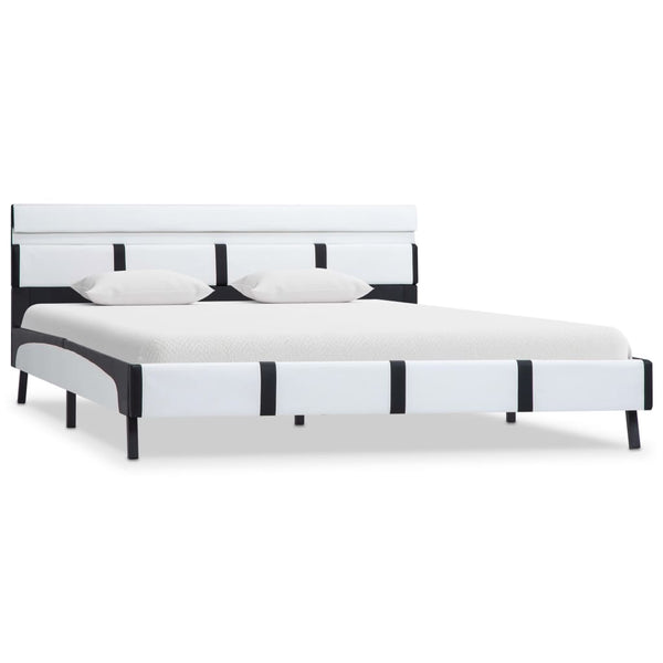 vidaXL LED Bed Frame White Faux Leather 140x200 cm