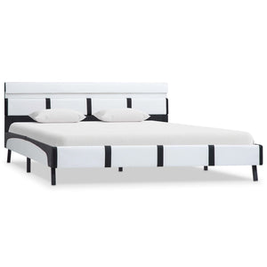 vidaXL LED Bed Frame White Faux Leather 140x200 cm
