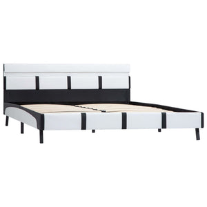 vidaXL LED Bed Frame White Faux Leather 140x200 cm