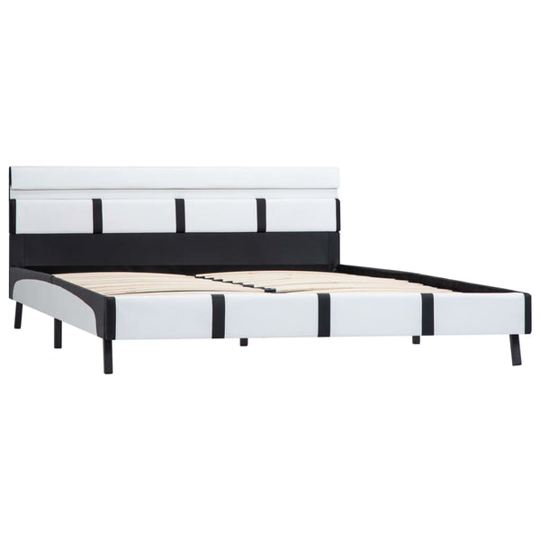 vidaXL LED Bed Frame White Faux Leather 140x200 cm