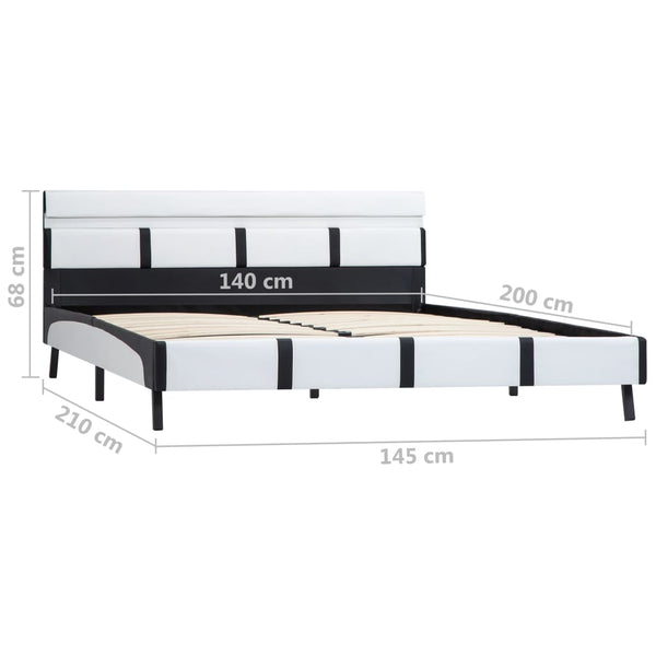 vidaXL LED Bed Frame White Faux Leather 140x200 cm