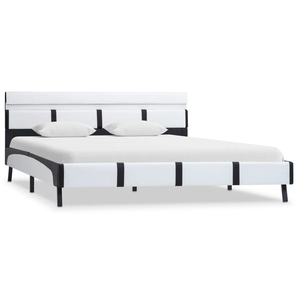vidaXL LED Bed Frame White Faux Leather 160x200 cm