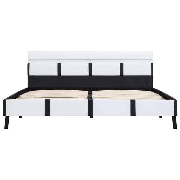 vidaXL LED Bed Frame White Faux Leather 160x200 cm