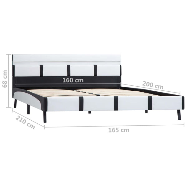 vidaXL LED Bed Frame White Faux Leather 160x200 cm