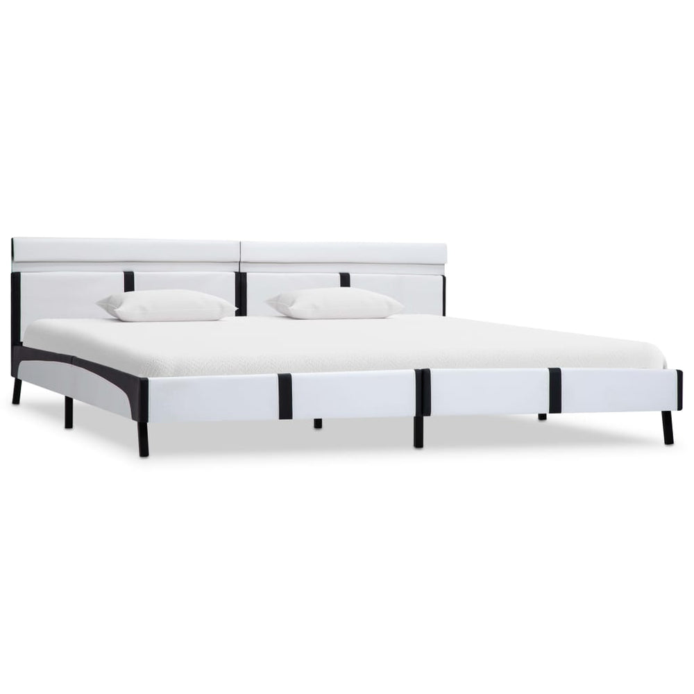 vidaXL LED Bed Frame White Faux Leather 180x200 cm